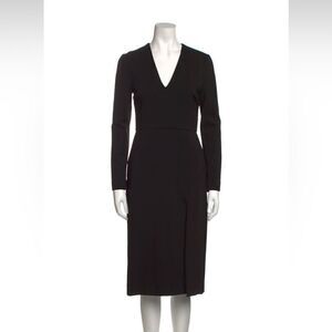 Gucci Compact Jersey Deep-V High Slit Long Sleeve Dress